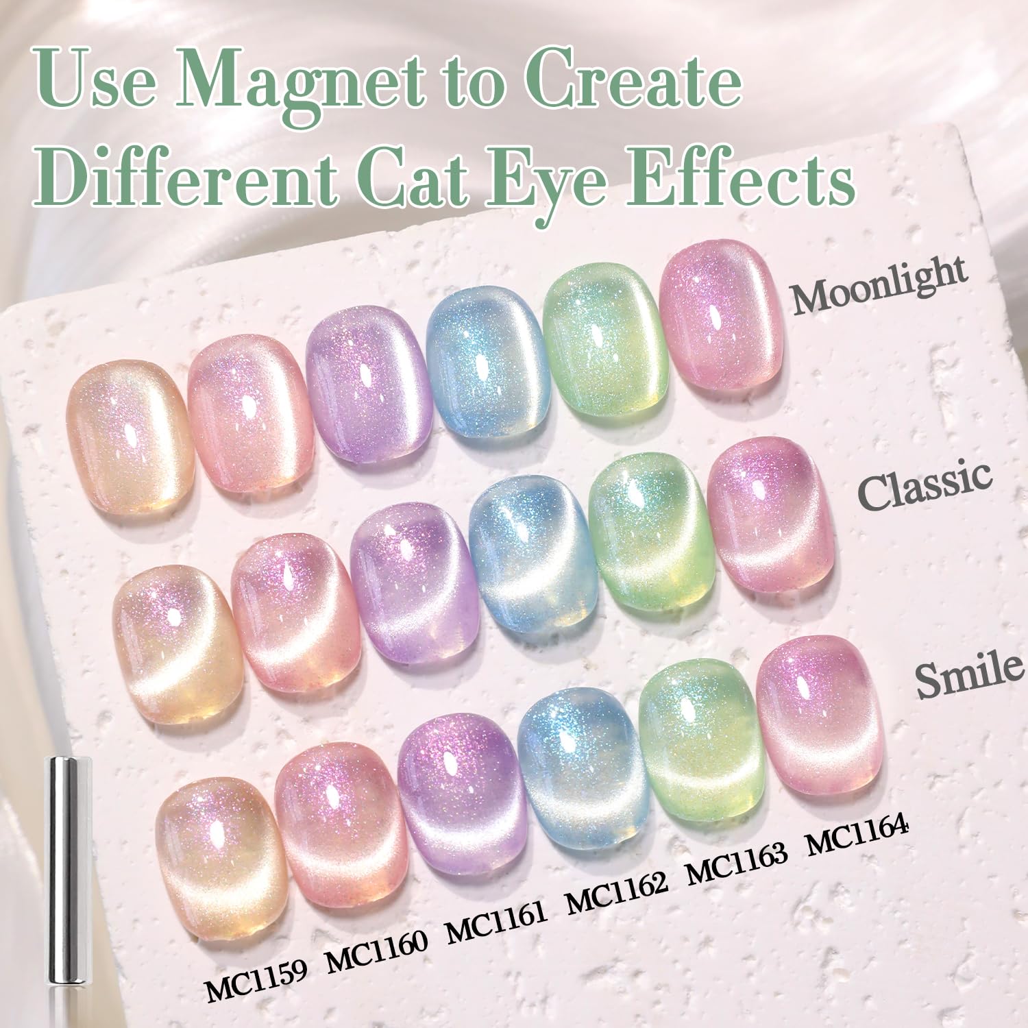 0.5 Oz/15 ML Double Rhythm Cat Eye Gel Polish Holographic Glitter Spring Green - Image 6