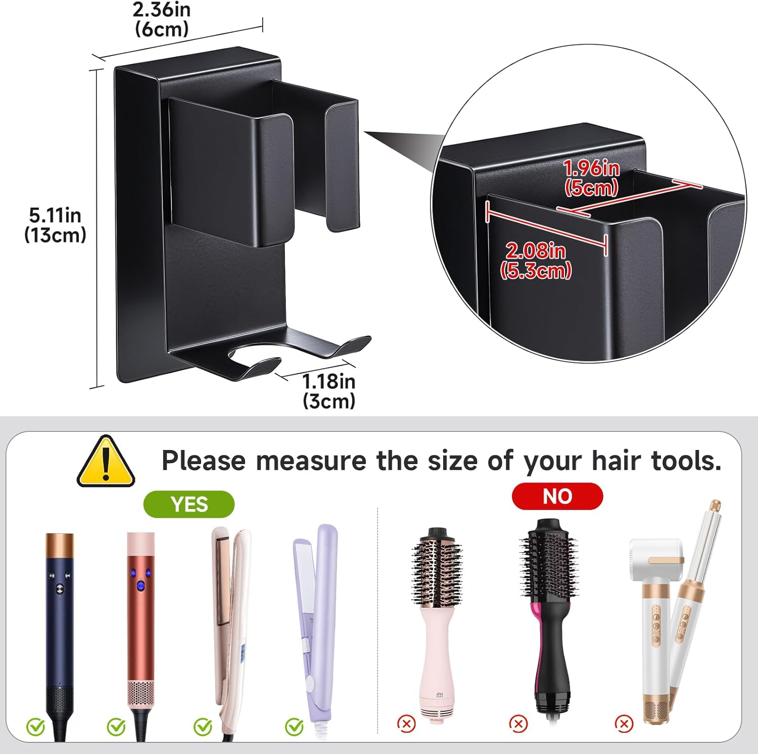 Stainless Steel Wall-Mounted Curling Iron Holder Hair Tool Organizer for Blow Dryers Flat Irons - Image 3