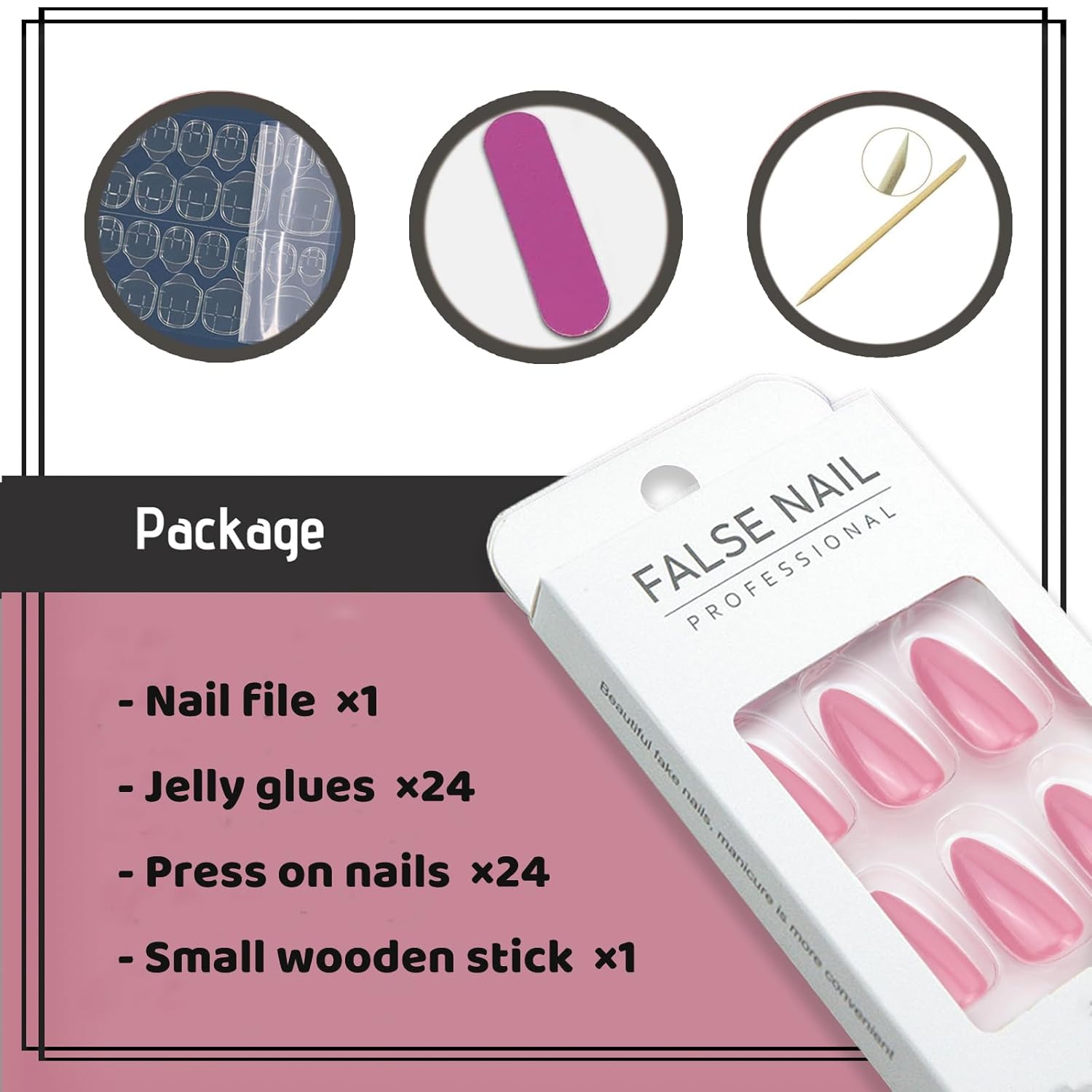 Glossy Light Purple Medium Almond Acrylic Press-On False Nails for Women - Image 5
