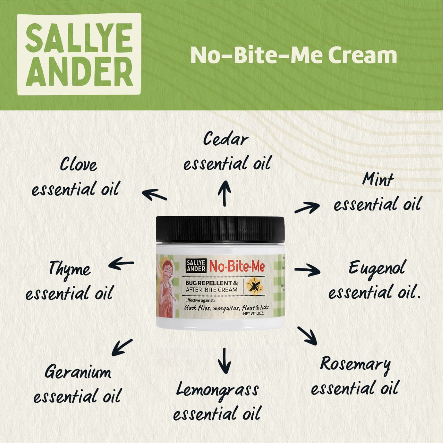 SALLYEANDER Natural Bug Repellent Anti-Itch and Hand Therapy Cream 2 Pack Bundle Safe for Kids - Image 5