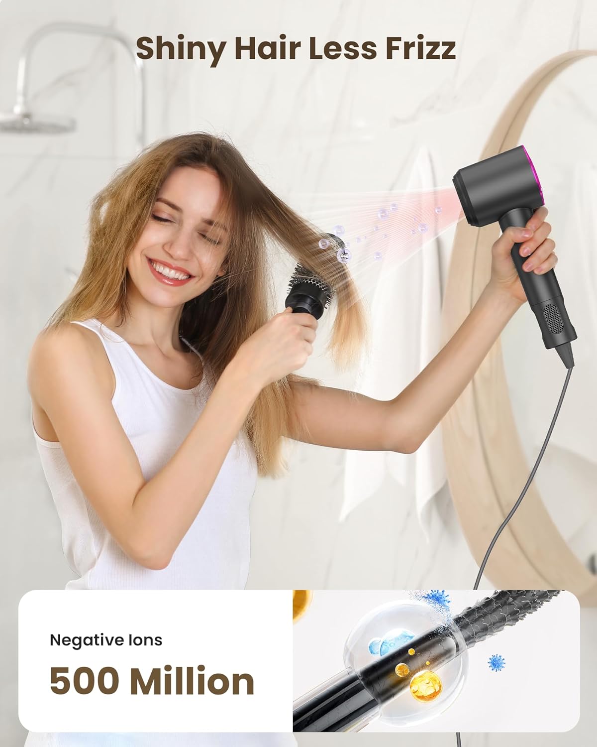 Ionic Professional Hair Dryer 150,000 RPM 3 Heat Settings Magnetic Nozzle - Image 3