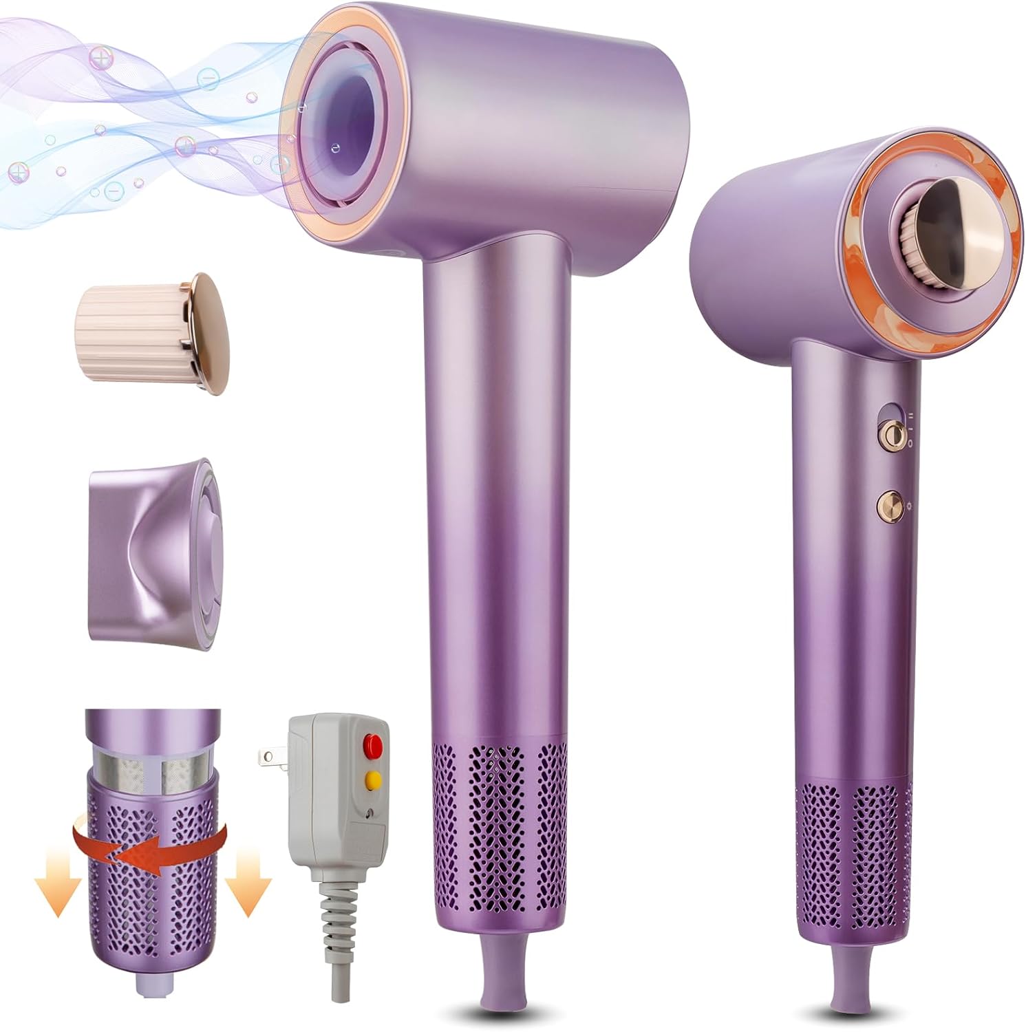 Hair Dryer -120000 RPM High-Speed Brushless Motor for Fast Drying,Blow Dryer with 500 Million Negative Ionic and Aroma Capsules ,Low Noise blowdryer for Women Home Travel and Gift