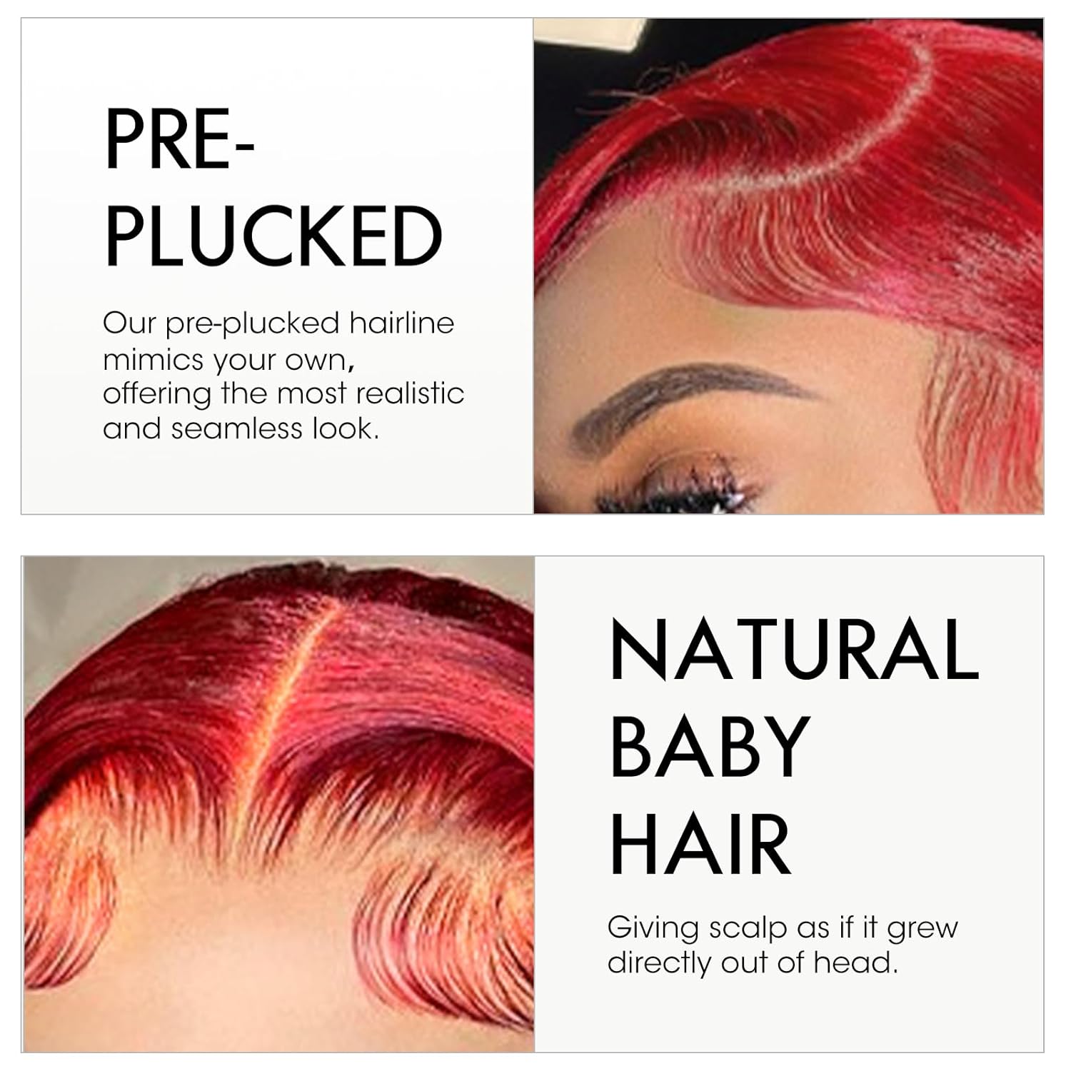 ELISHEVA 30 Inch Red Human Hair Lace Front Wig Pre Plucked 200% Density Body Wave - Image 4