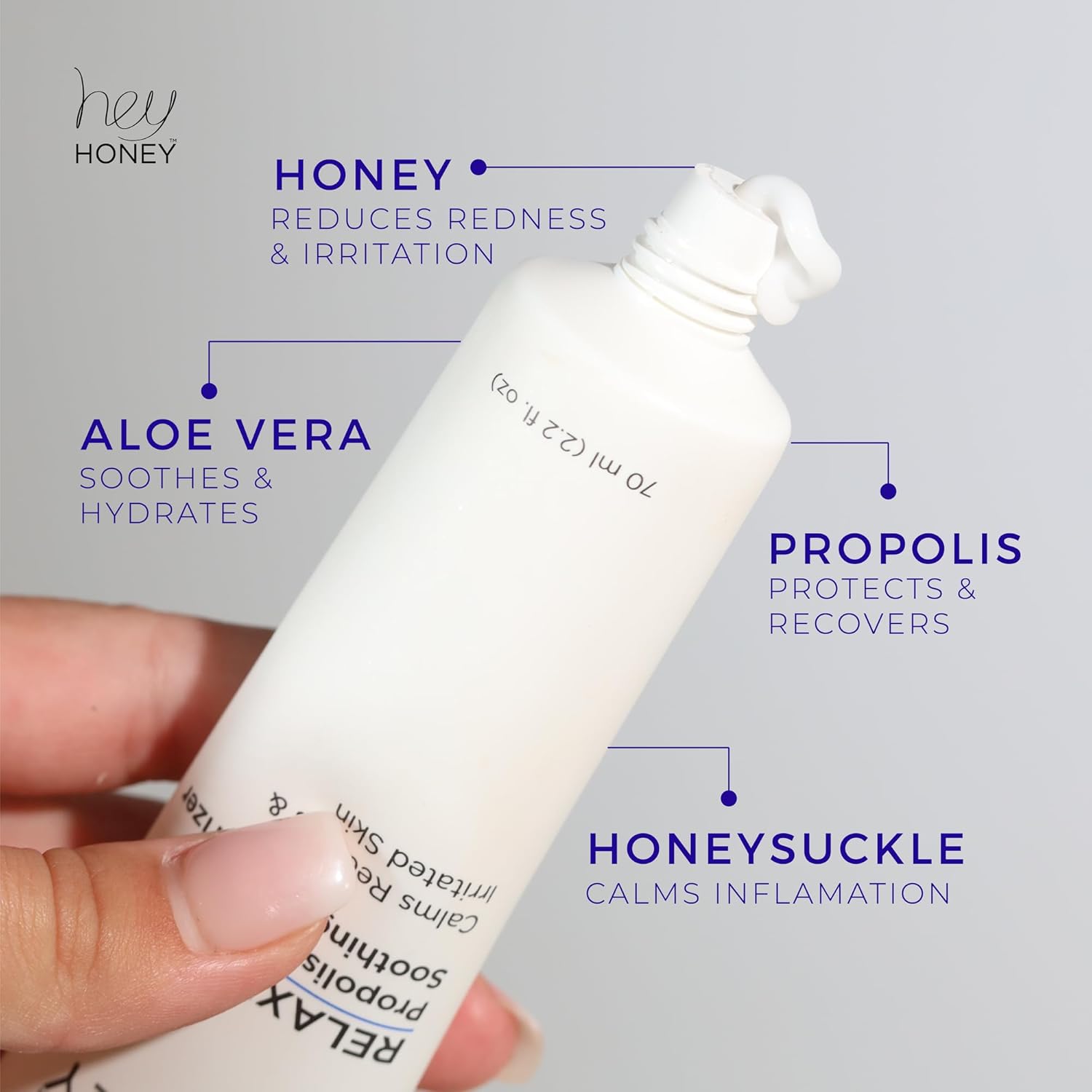 Hey Honey Skincare Relax Instant Rosacea Treatment 2.2 Oz Calming Moisturizer for Sensitive Skin - Image 5