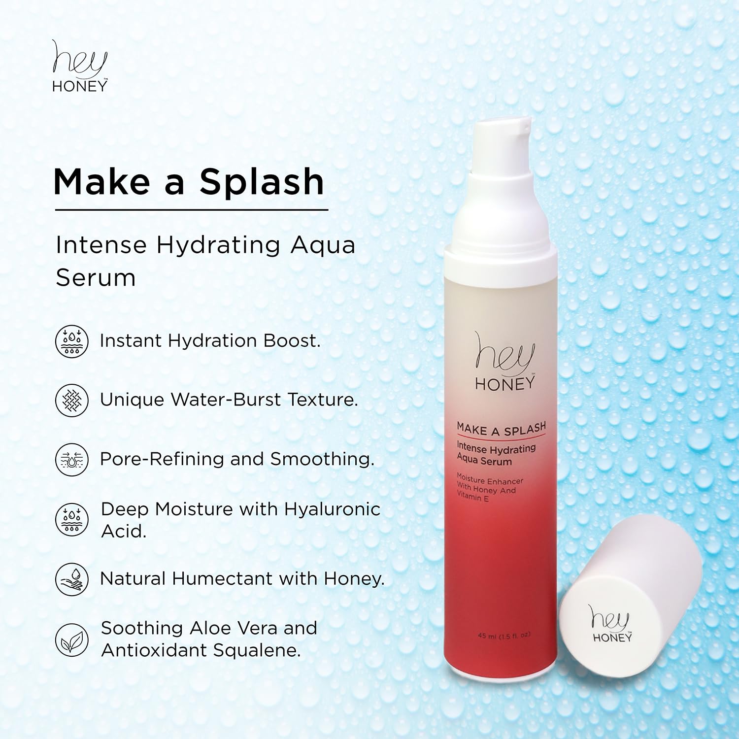 Hey Honey Skincare Make A Splash Intense Hydrating Niacinamide Aqua Face Serum 1.5 Oz for Anti-aging - Image 3