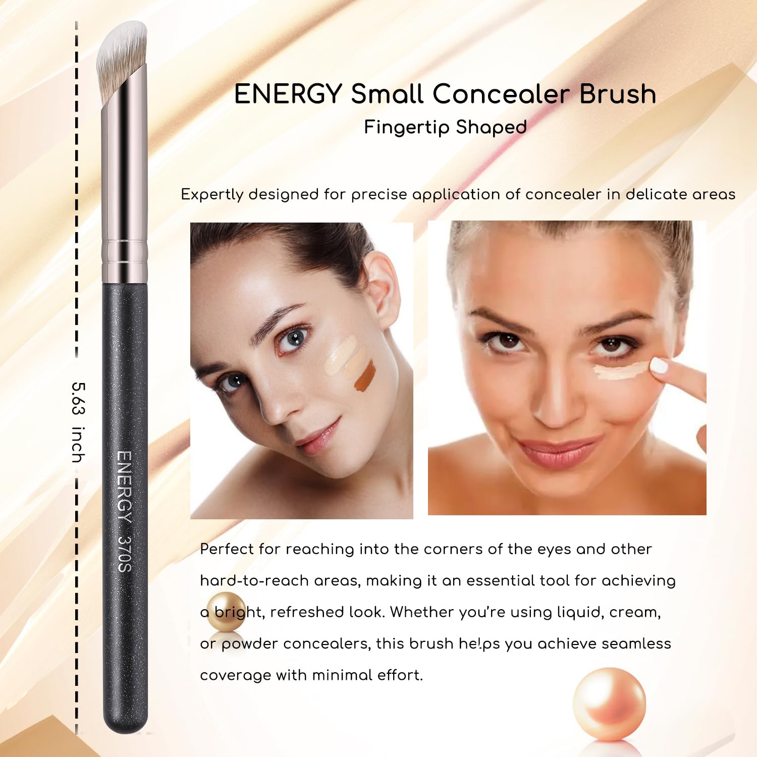 ENERGY Vegan Angled Makeup Brush Set with Travel Bag for Liquid Powder Makeup - Image 4