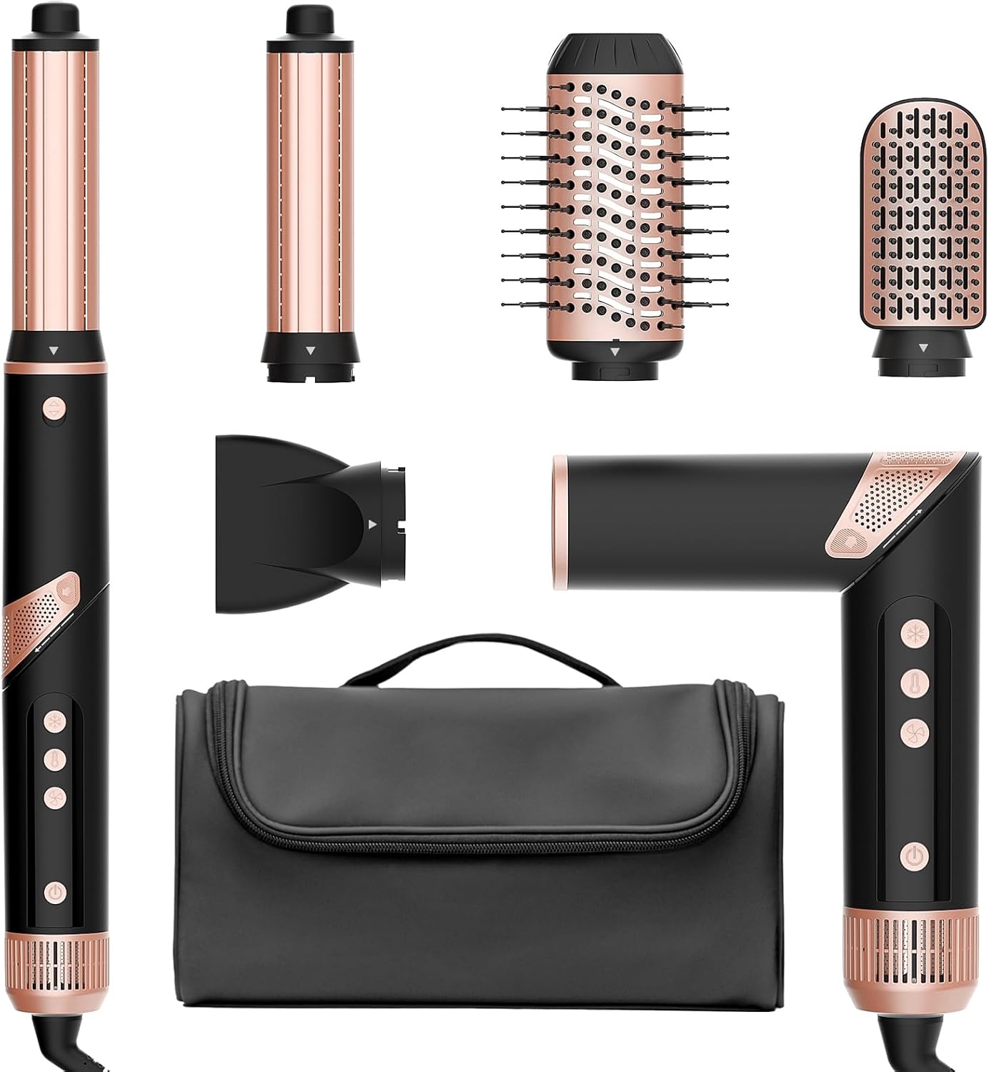 Hair Dryer Brush – 5-in-1 Hair Styler Set, Auto Air Wrap Curlers, Straightener, Frizz-Free Fast Drying, Volumizing, 110,000 RPM Blow Dryer with 200 Million Ions – Multi-Styler & Travel Case