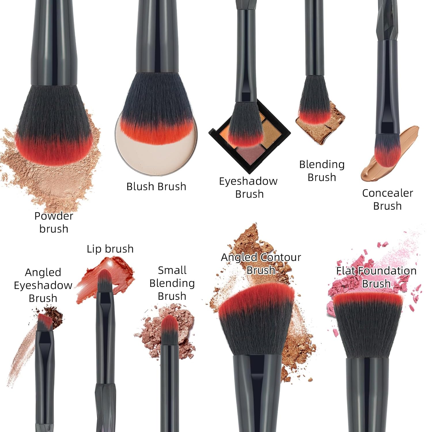 Transparent Handle Makeup Brush Set for Foundation, Blush, and Eye Shadow Application - Image 8