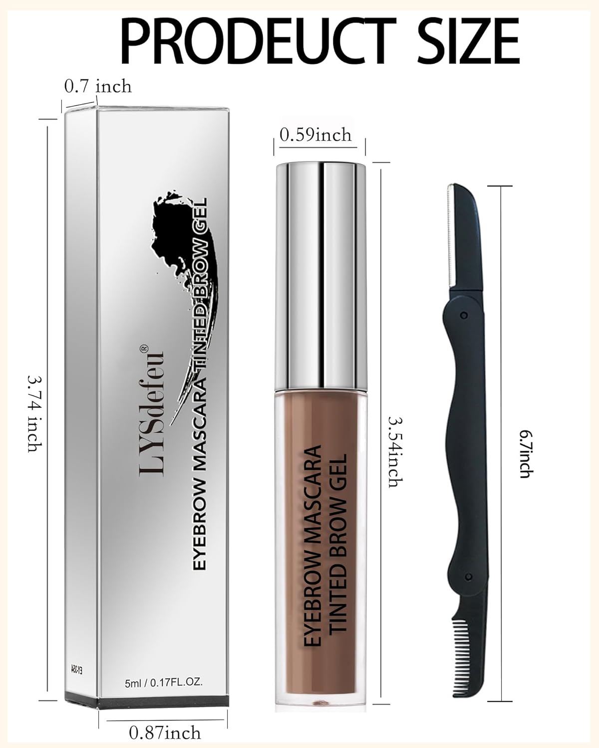Long-Lasting Waterproof Tinted Brow Gel with Brow Razor Brush - 04 Dark Brown - Image 7