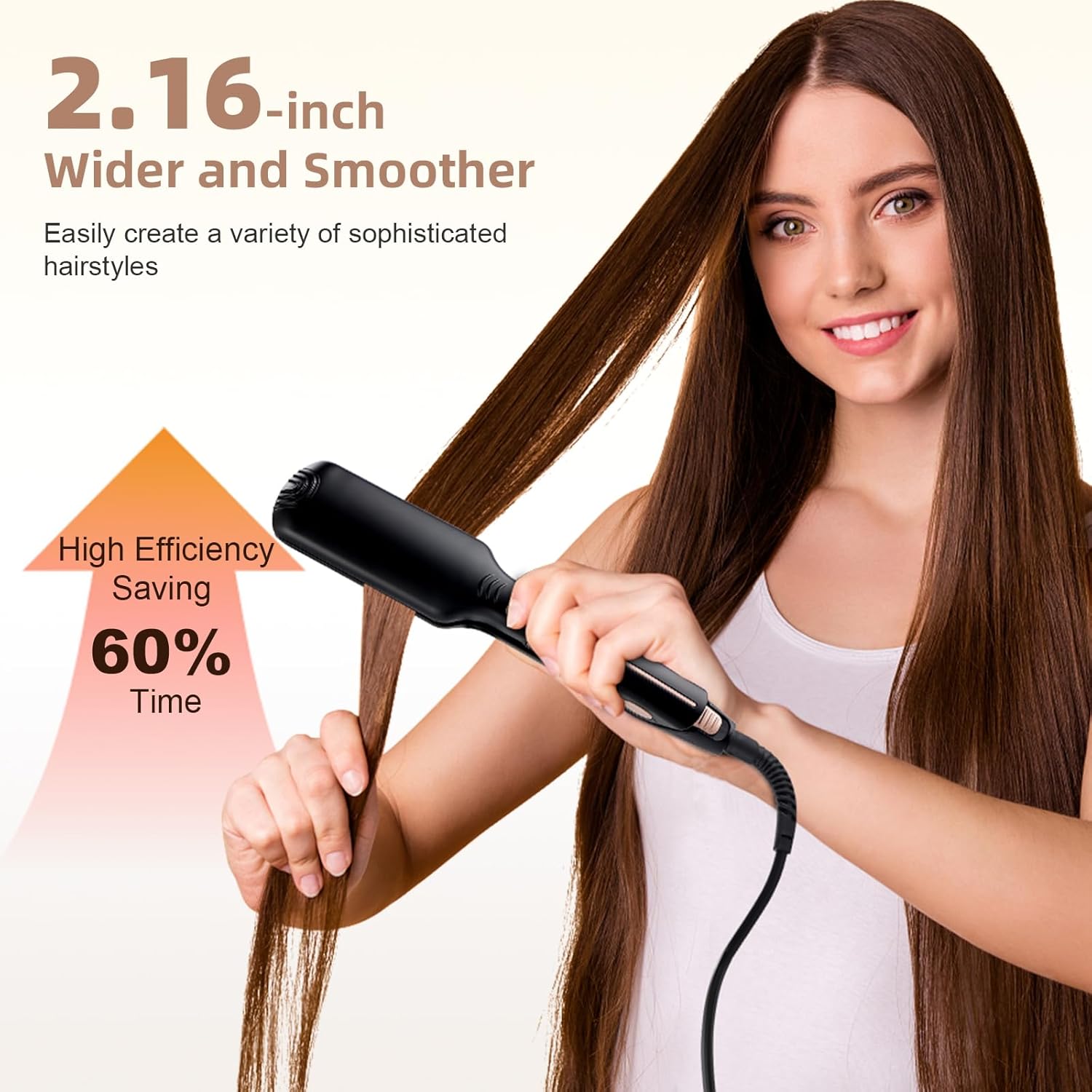 2.16 Inch Tourmaline Ceramic 2-in-1 Hair Straightener & Curler with 12 Heat Settings - Image 5
