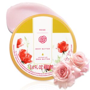 Princess Belle Rose Body Butter, Shea Body Butter for Women and Men Dry Skin, Natural Shea Butter for Body Moisturizer-Deep Moisturizing and Softening-100ml(3.4 floz)