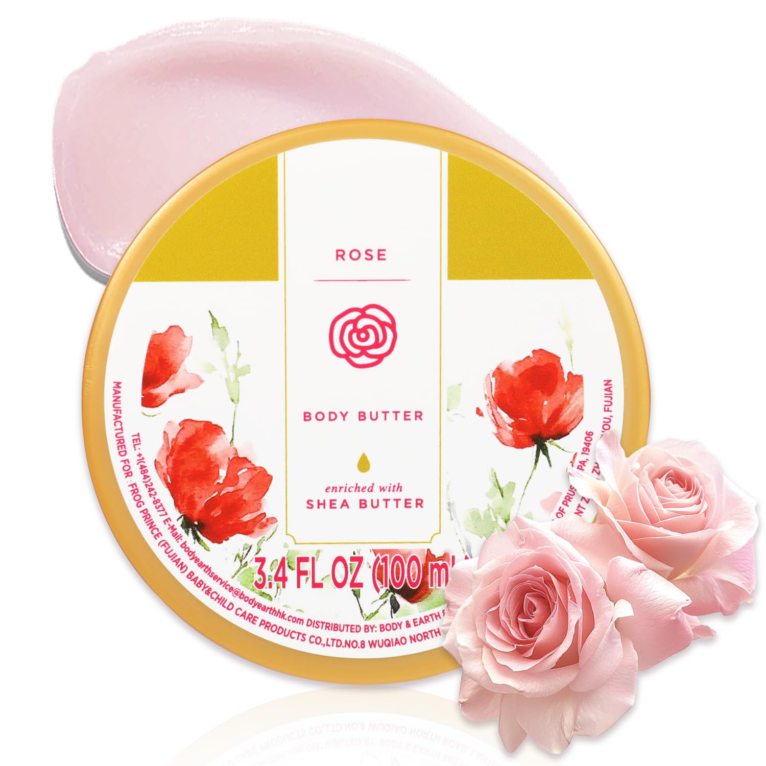 Princess Belle Rose Body Butter, Shea Body Butter for Women and Men Dry Skin, Natural Shea Butter for Body Moisturizer-Deep Moisturizing and Softening-100ml(3.4 floz)