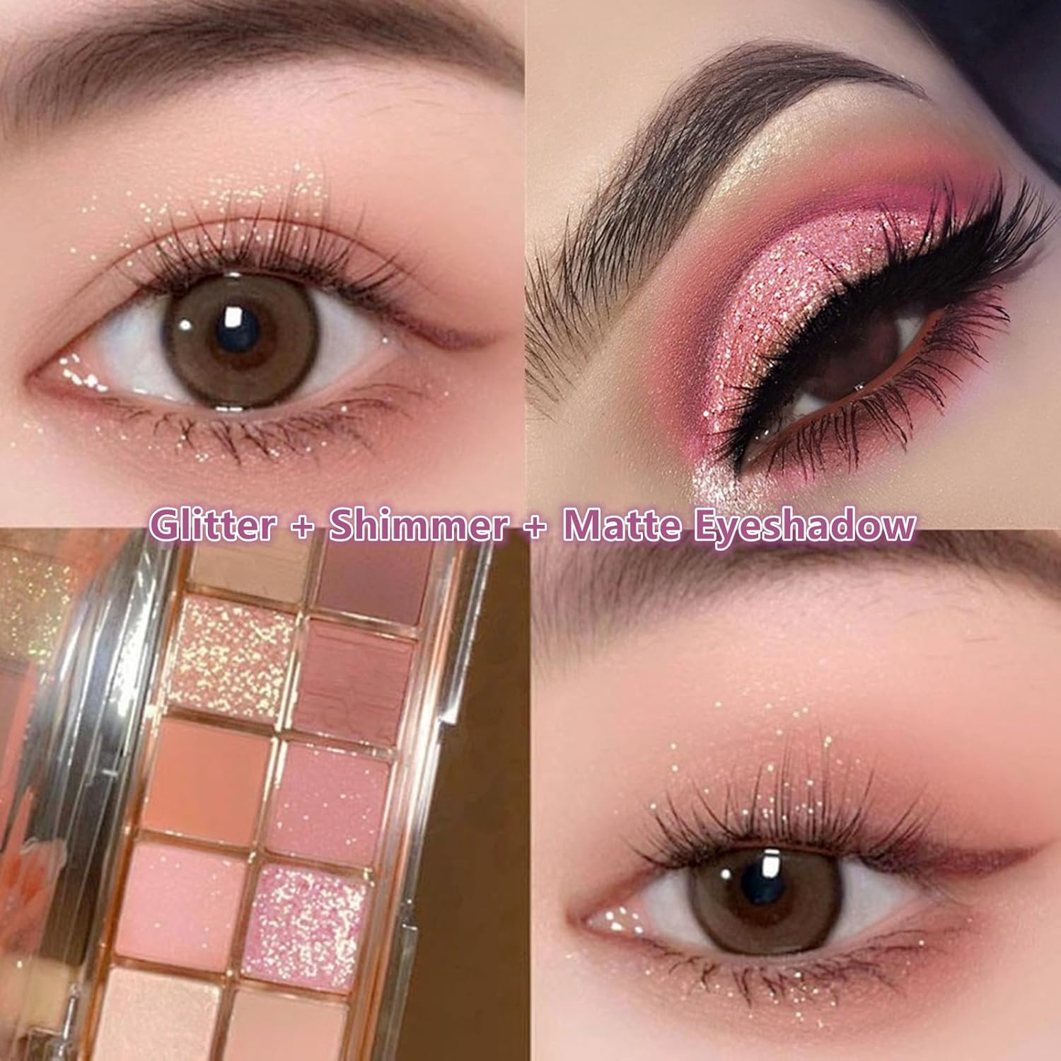 Go Ho 10 Color Eyeshadow Palette Waterproof Matte Shimmer Glitter 15 Warm Shades - Image 2