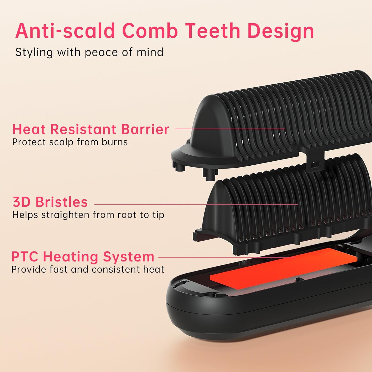 9 Temperature Setting Ceramic Hair Straightener Brush with Anti-Scald Design - Image 3