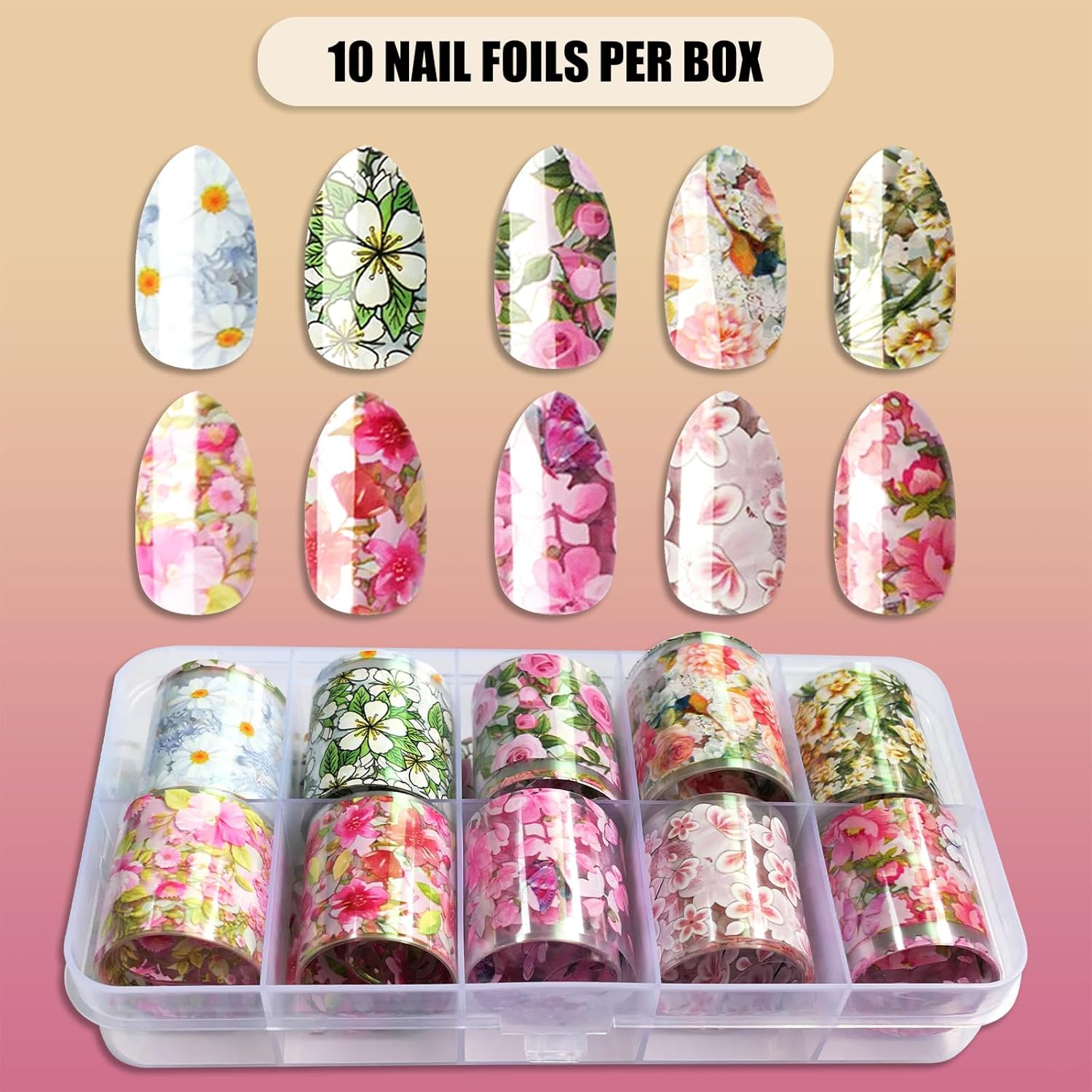 LoveOurHome 30 Sheet Marble Flower Metallic Nail Foil Stickers Set - Image 3