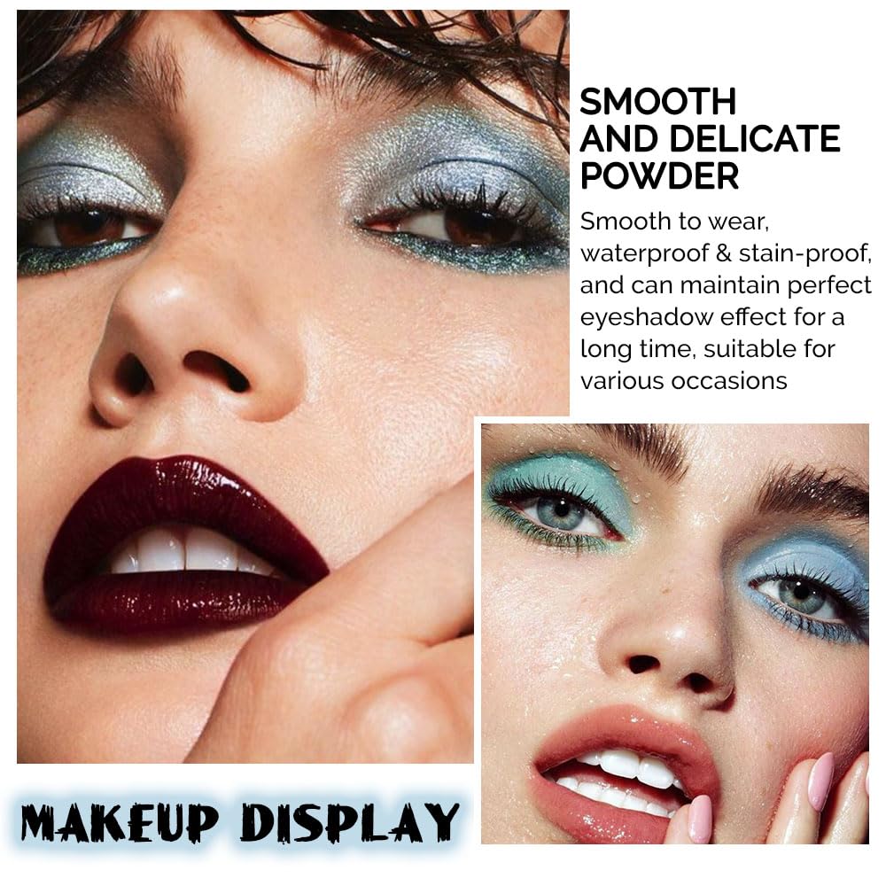 Evpct 9 Colors Blue Glitter Eyeshadow Palette for Mature Skin, Highly Pigmented Shimmer Shades - Image 4