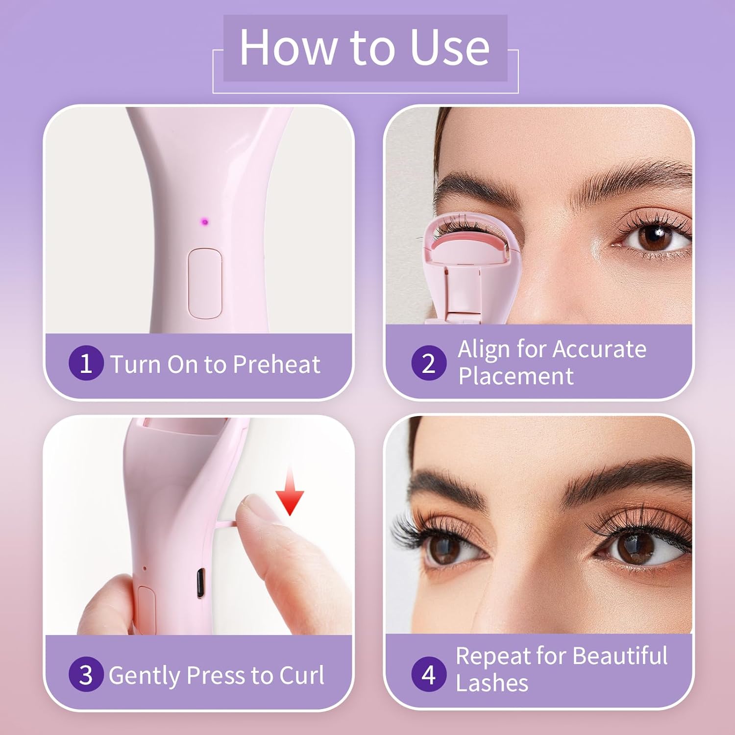 Electric Heated Eyelash Curler with Dual-Arc and 3 Temperatures for Beautiful Lashes - Image 6