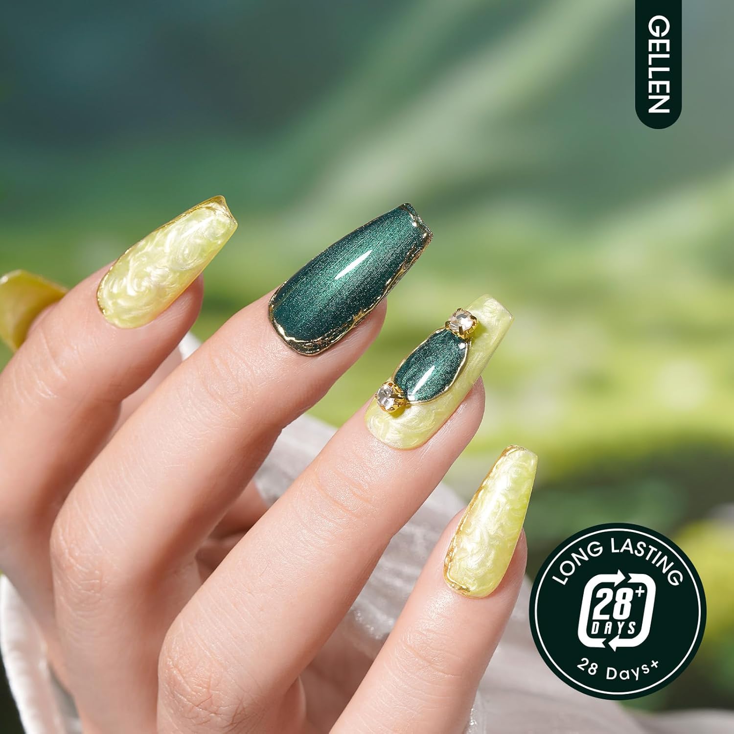 GELLEN 6-Color Precious Green Gel Nail Polish Set UV Soak Off Finish for Home Salon - Image 4