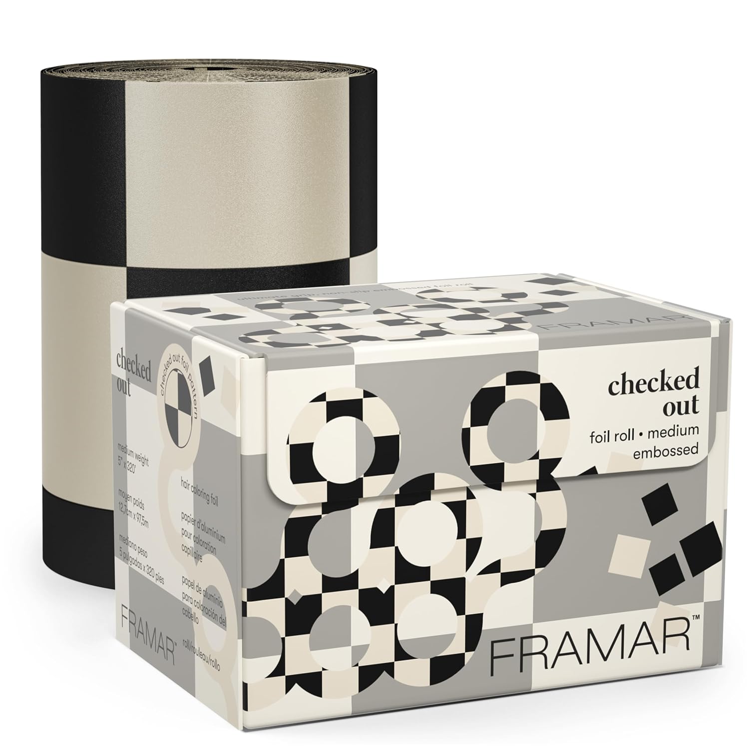 FRAMAR Checkered Detangling Hair Brush with 320 ft Salon Foil Rolls - Image 6