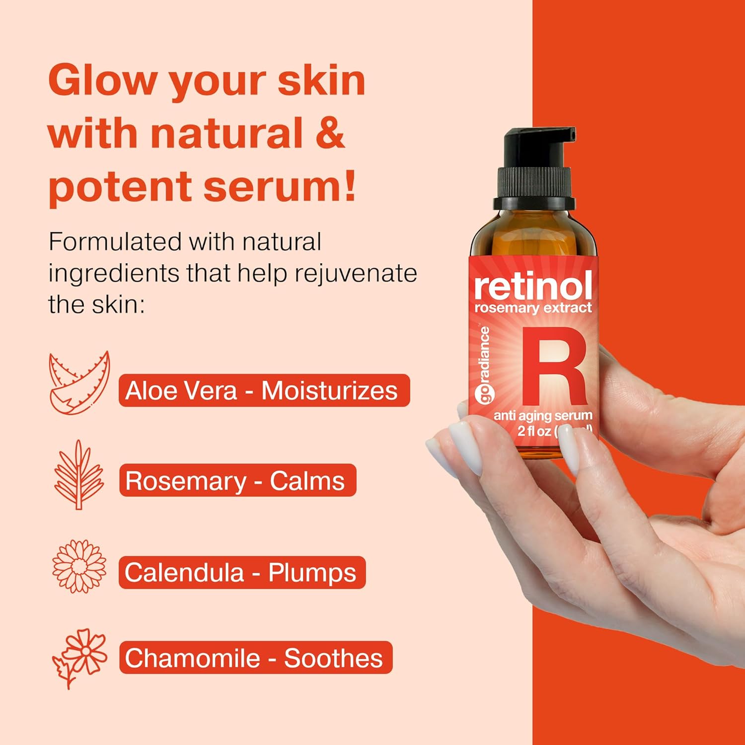 2oz Face Serum with 1% Retinol for Dark Spots and Anti-Aging, Aloe Vera Infused - Image 3