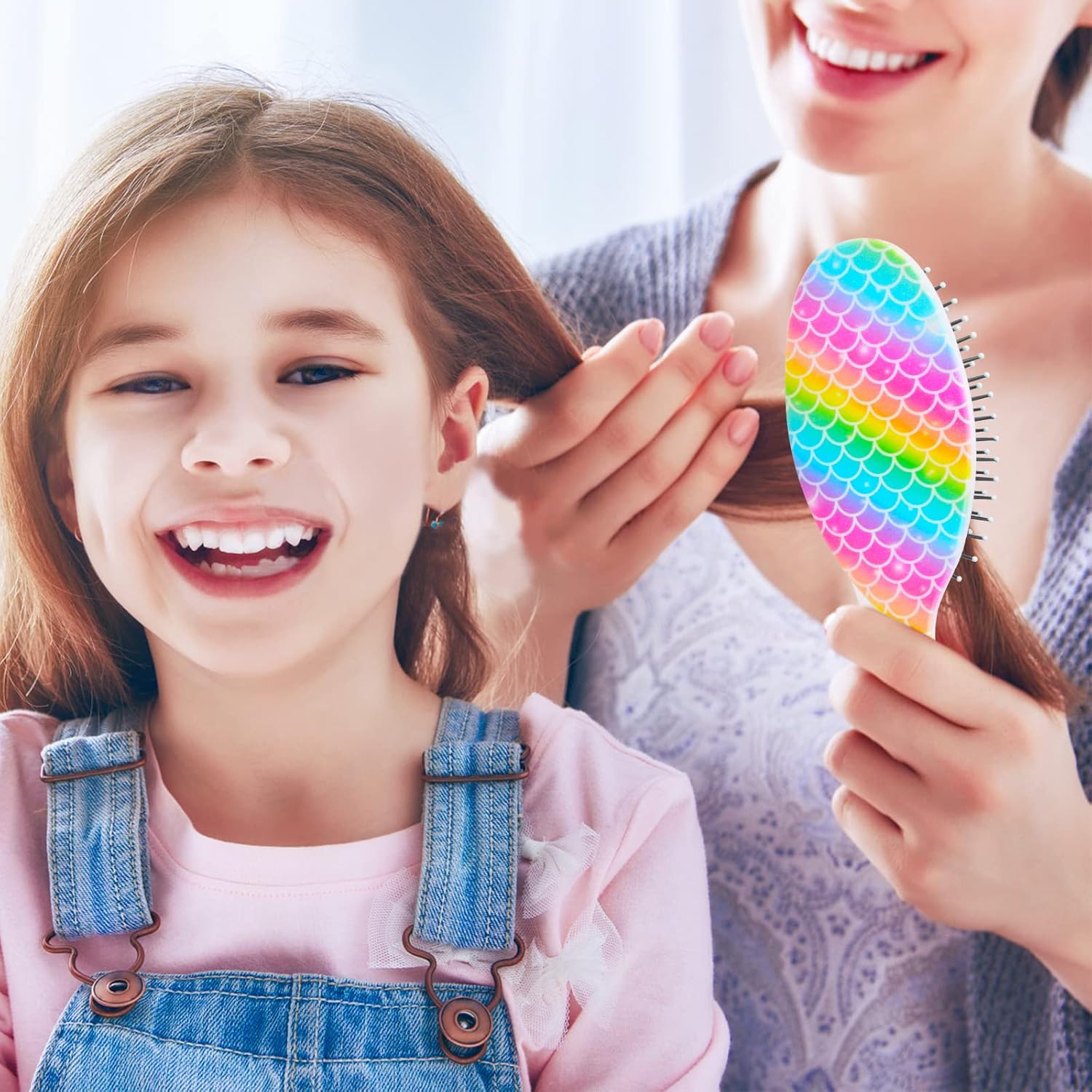 Rainbow Mermaid Detangling Hair Brush for Girls and Women, Wet/Dry Comb for All Hair Types - Image 7