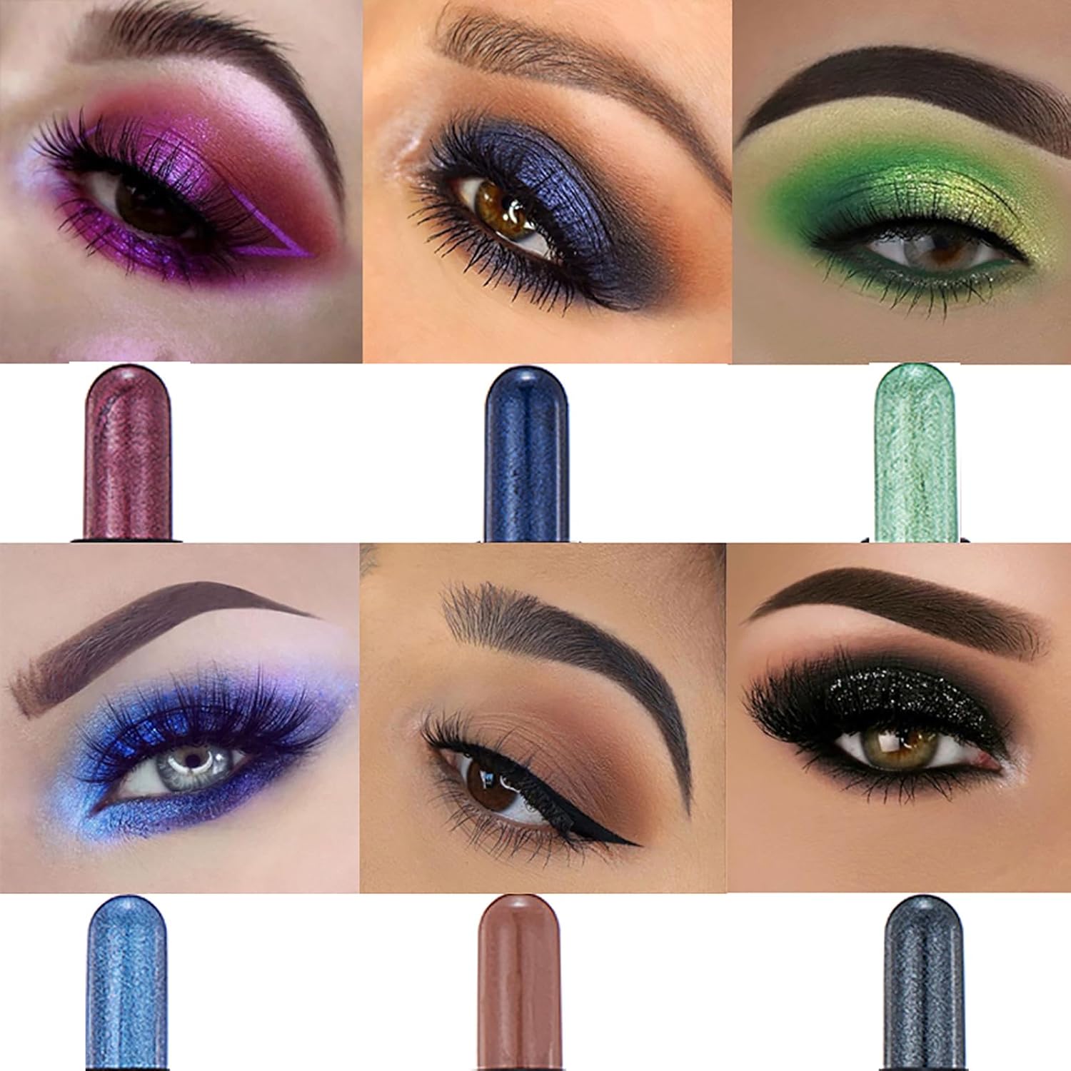Chocolate Brown Dual Ended Eyeshadow Stick 12 Color Matte Shimmer Waterproof Creamy Formula - Image 5