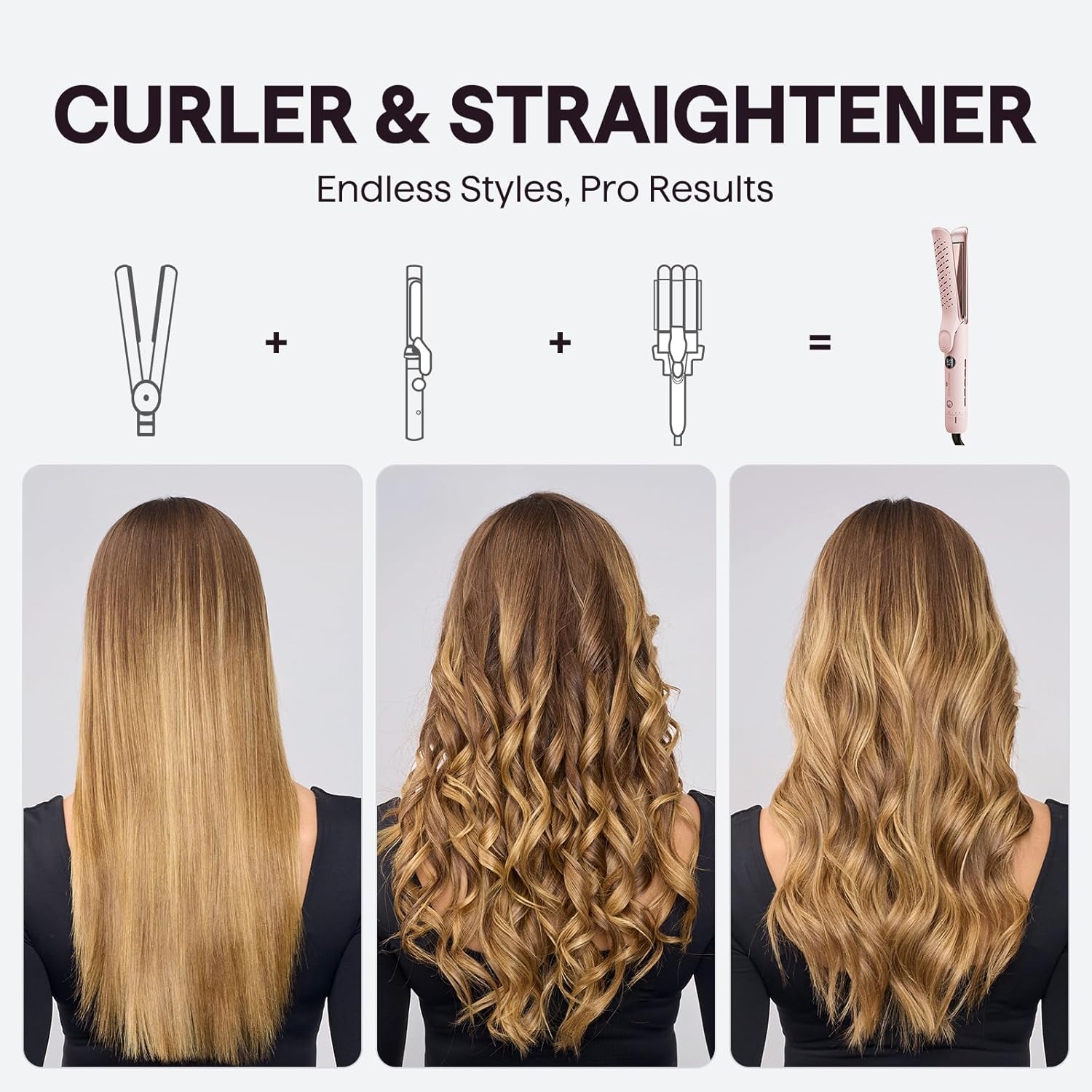 Wavytalk Whirlwind Pro 1.25" 2-in-1 Curling and Flat Iron with 3 Air Modes - Image 3