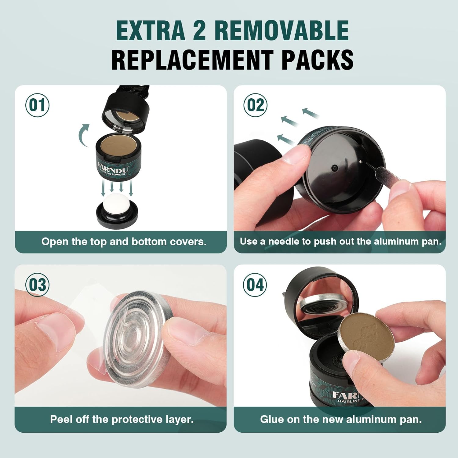 Hairline Powder 12g for Instant Hair Root Touch Up, Medium Brown Color Concealer with 2 Refills - Image 10
