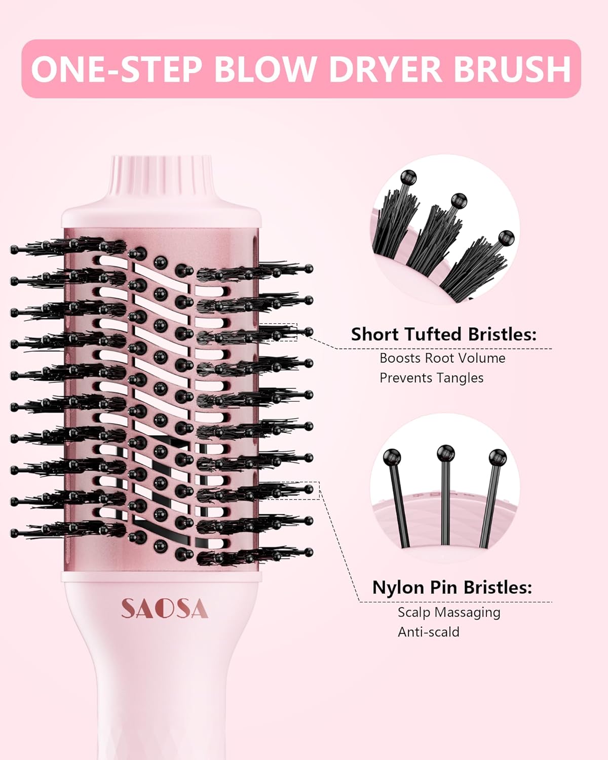 Hair Dryer Brush Blow Dryer Brush in One, 4 in 1 Hair Dryer and Styler Volumizer with Negative Ion Anti-frizz Ceramic Titanium Barrel, Hot Air Dryer Hair Straightener - Image 5