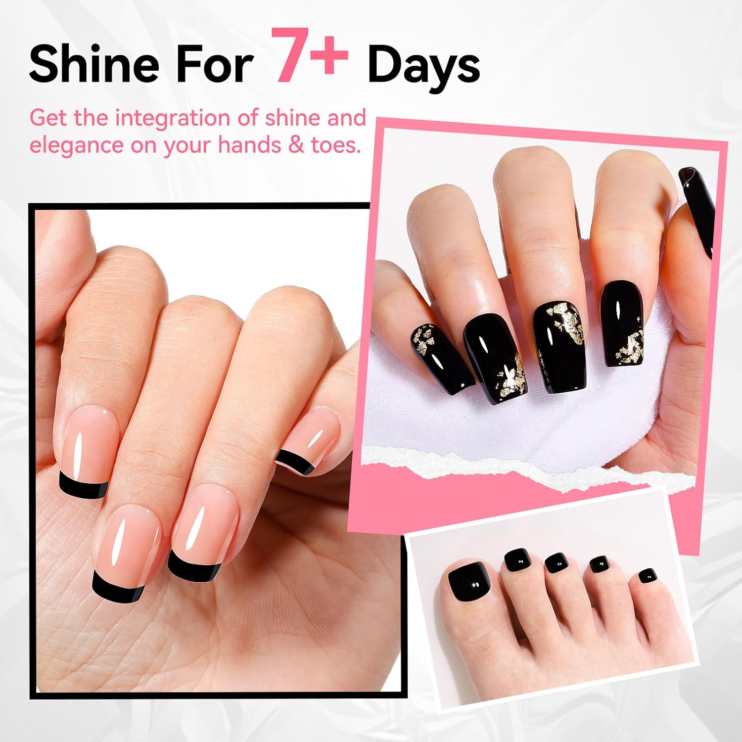 15ml 9-Free Vegan Black Nail Polish with Castor Oil for French Manicures - Image 4