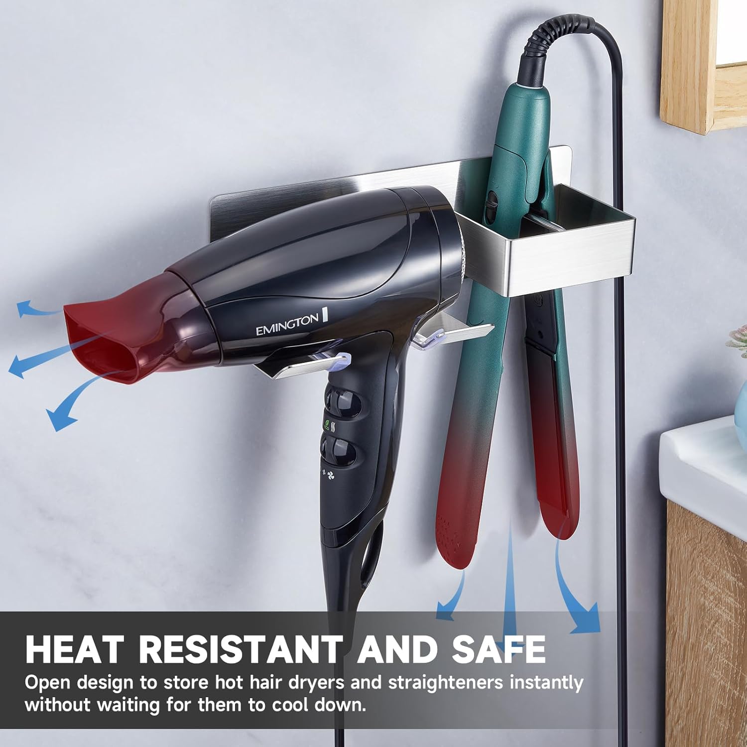 Stainless Steel Wall Mount Organizer for Hair Dryer and Curling Iron - Image 6