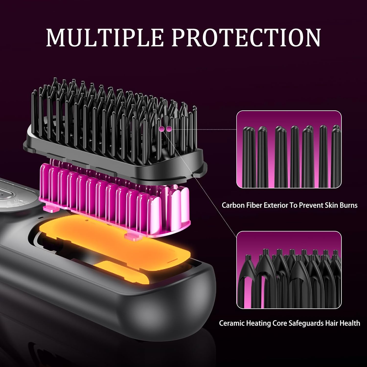 Cordless Ionic Thermal Brush for Women, Portable Electric Hot Comb, Mini Straightener - Image 8