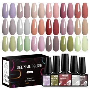 MTSSII 18PCS Gel Polish Set Nail Gel Kit Long Lasting Gel Nail Polish Set Coral Green Light Blue Gel Polish Kit Soak off Uv Nail Gel Salon Art Design