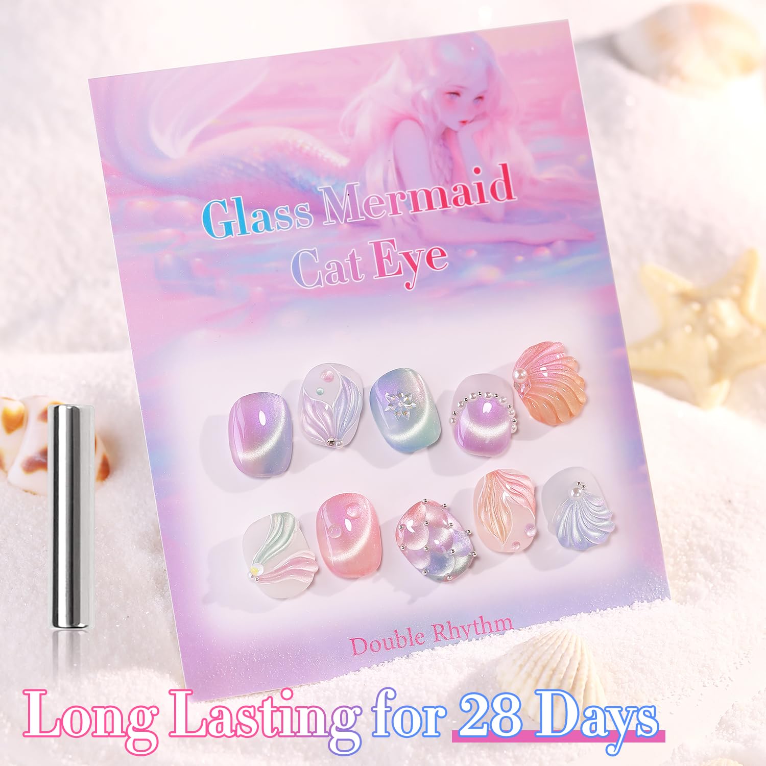Double Rhythm 6-Piece Holographic Glitter Gel Nail Polish Set 0.5 Oz Mermaid Pink Rose - Image 4