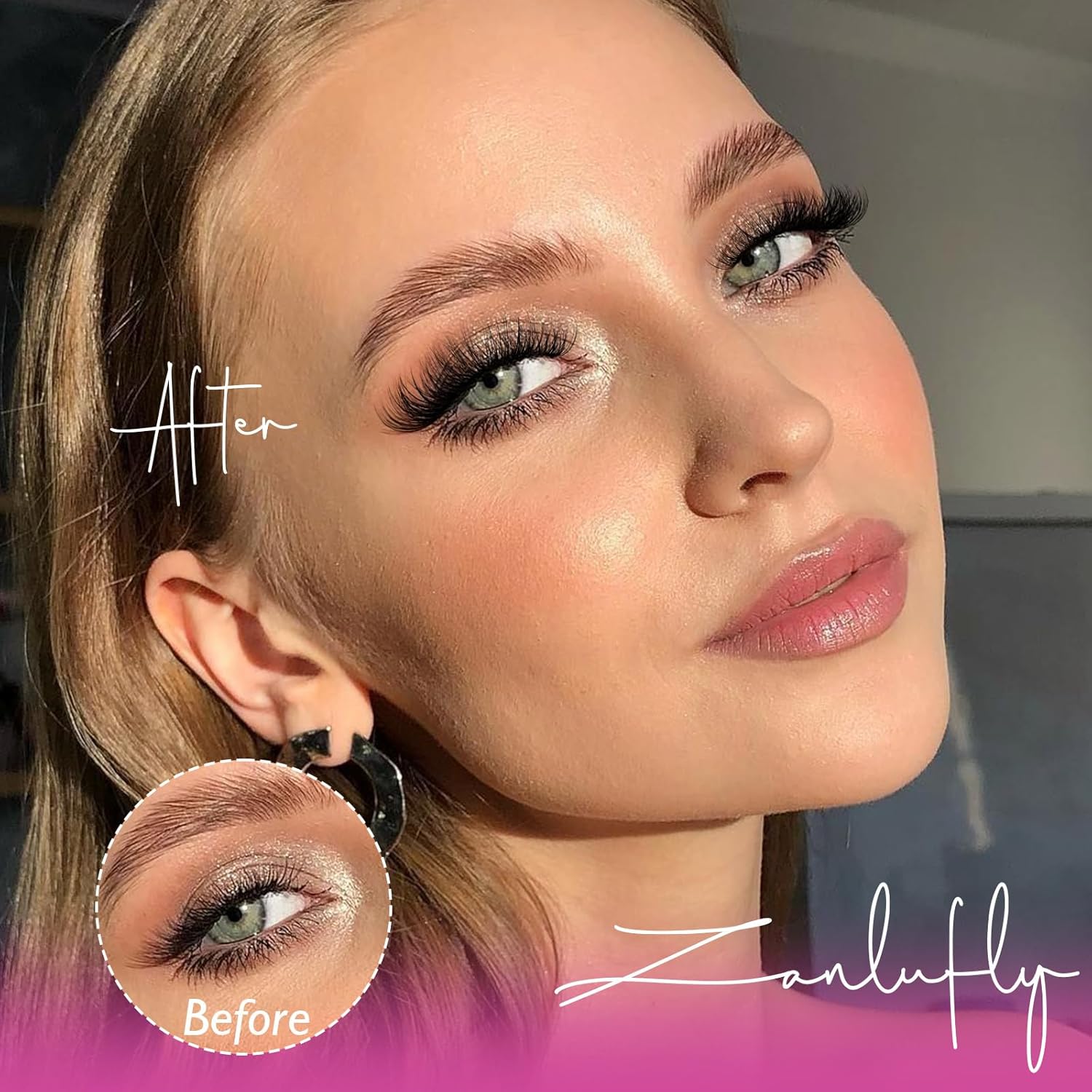 Zanlufly C-Curly 10-16MM Wispy Cluster Self Adhesive Pre-Glued Eyelashes - Image 5