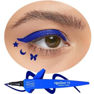 Blue Liquid Eye Liner Pen with Ultra Fine Felt Tip, 24 Hours Waterproof & Smudge-proof Eyeliner Pen, Quick Drying Formula Long Lasting High-Pigmented Eye Makeup Gift Kit(Blue)