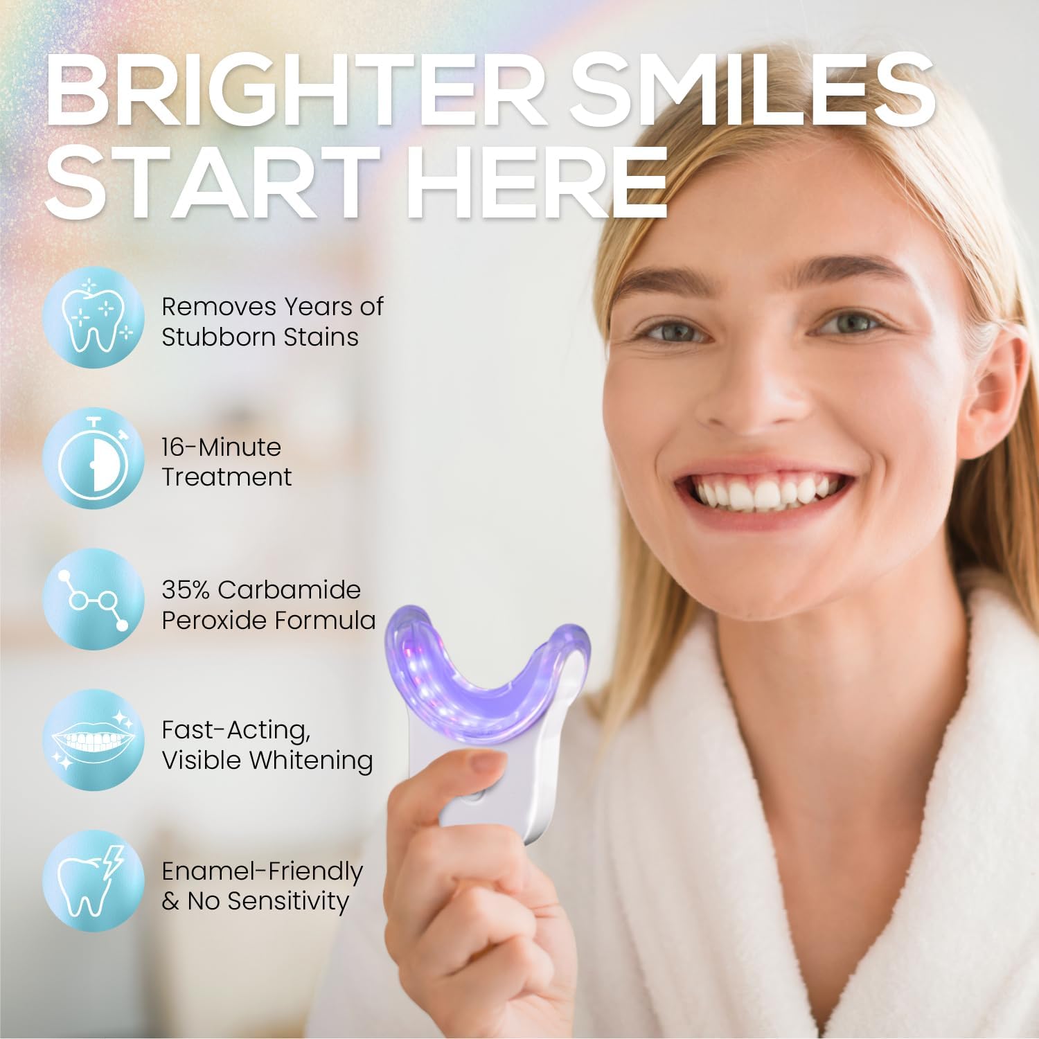 Venus Visage Teeth Whitening Kit with LED Light, 3 Gel Pens, Trays, Remineralization Pens, 16 Minute Treatment, Non-Sensitive Formula - Image 3
