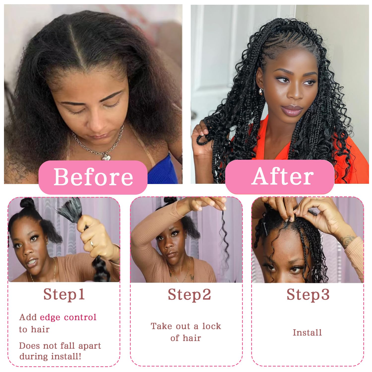 22 Inch Deep Wave Bulk Human Braiding Hair 3 Bundles 110g Natural Color - Image 4