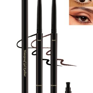 Black+Brown Gel Eyeliner for Older Women,Waterproof Smudge-Proof Retractable Eyeliner Pencil, Long Wear 24H,Matte Cream Eyeliner Waterline with Sharpener,Eye Liner for Mature Women Sensitive Eyes-2Pcs
