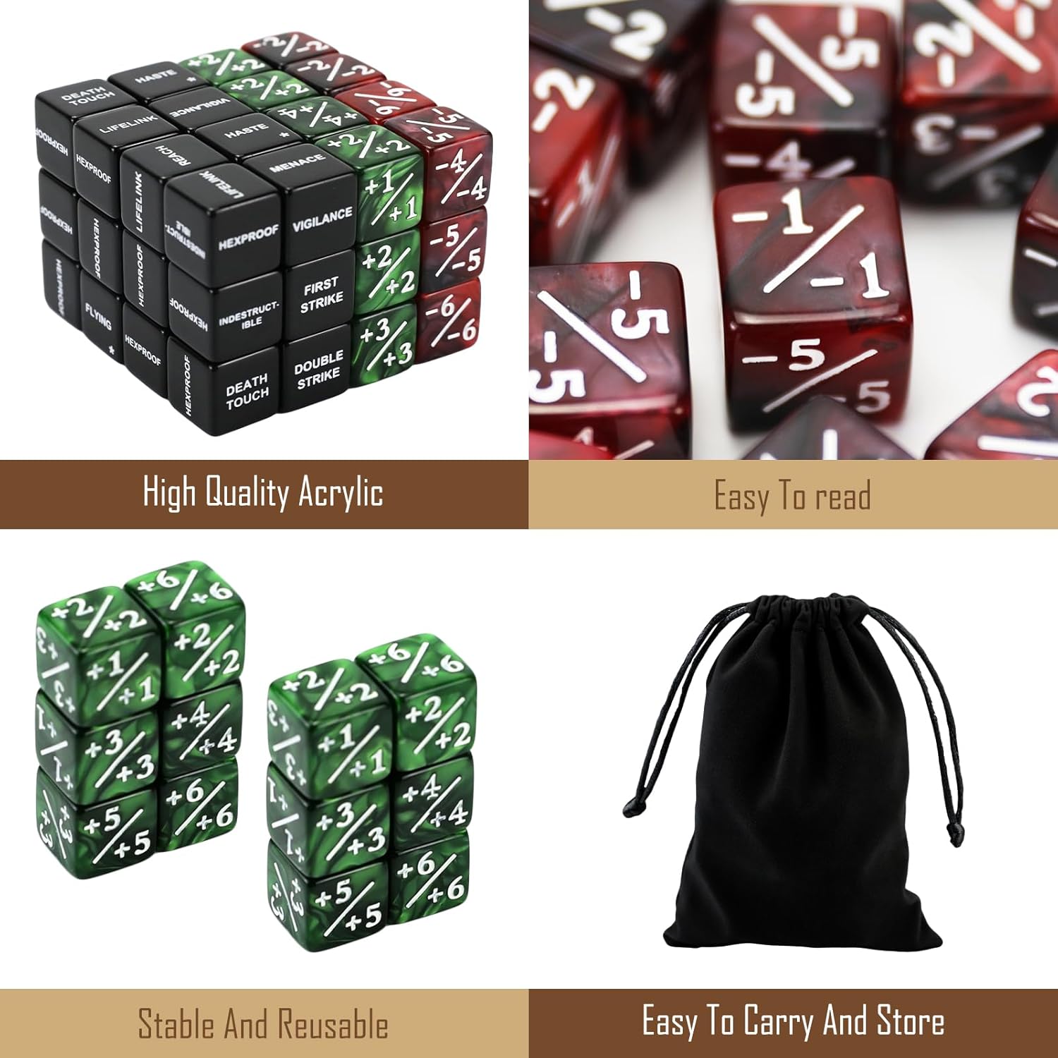 50 Life Counters Dice Set for MTG, CCG, TCG Card Games with 1 D6 Included - Image 4
