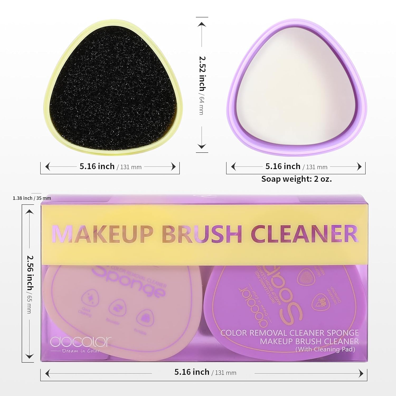 Docolor Vegan Makeup Brush Cleaner Set with Solid Soap Sponge and Mat - Image 9