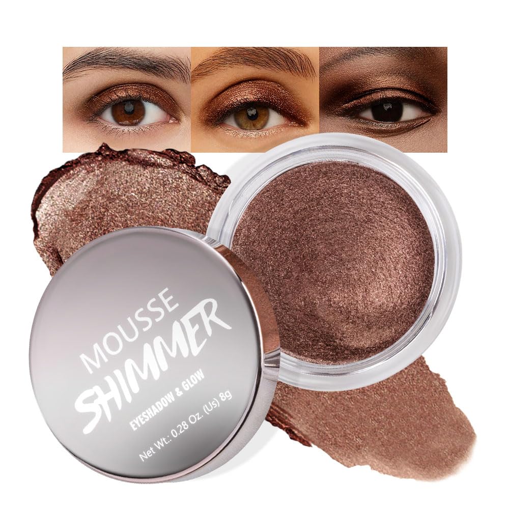 Shimmer eyeshadow,Glitter brown eyeshadow,Easy - Apply Powder for Eye & Face Highlighting, with Mermaid Shimmer(07#Brown, 1 Count (Pack of 1))