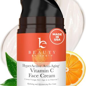 Beauty by Earth Vitamin C Face Cream - USA Made with Organic & Natural Ingredients, Skin Brightening Cream for Face, Discoloration Correcting & Anti Aging Moisturizer for Face with Antioxidants
