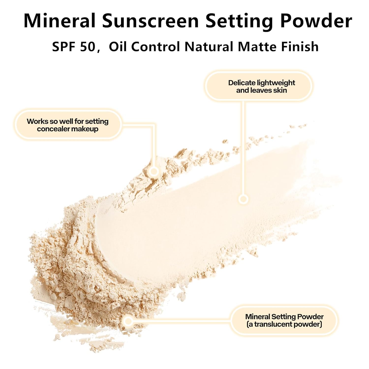 Go Ho SPF 50 Mineral Sunscreen Setting Powder Translucent Natural Matte Finish 0.5 oz - Image 4