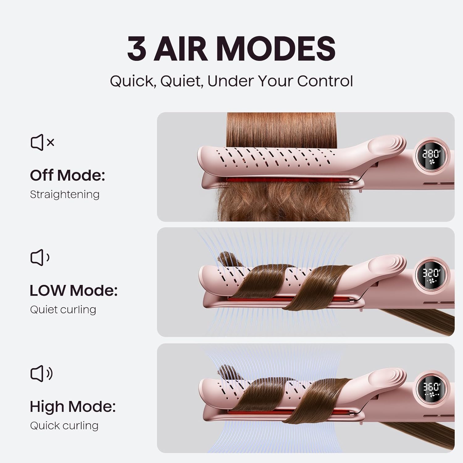 Wavytalk Whirlwind Pro 1.25" 2-in-1 Curling and Flat Iron with 3 Air Modes - Image 4