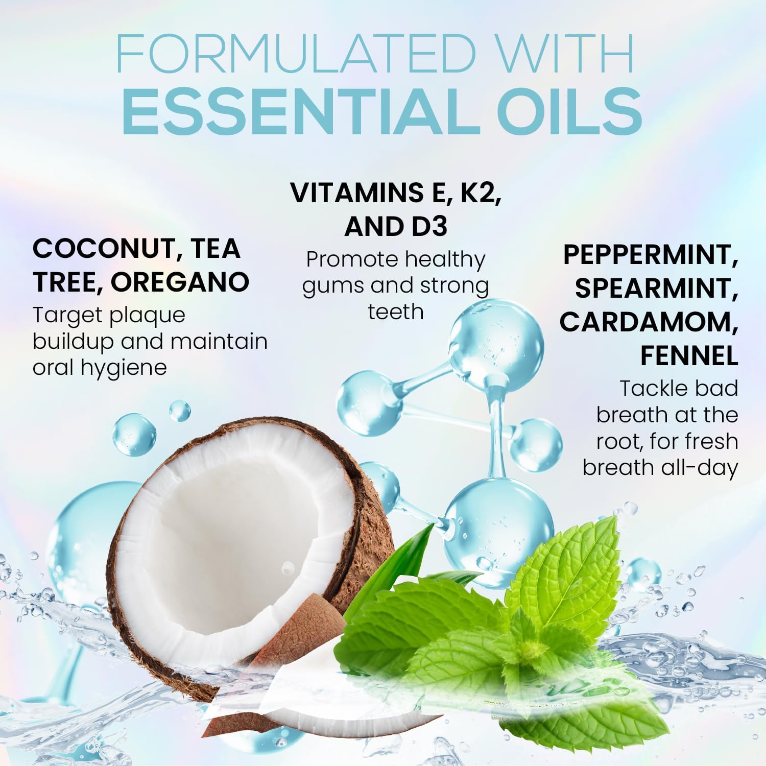 Venus Visage Peppermint Coconut Oil Pulling Oral Rinse 8 fl oz with Tongue Scraper - Image 4