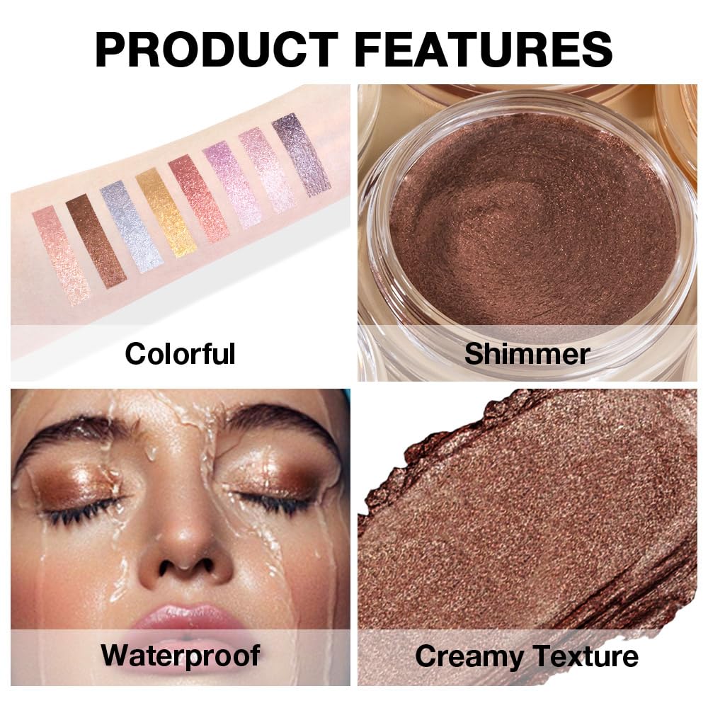 Shimmer Brown Eyeshadow Powder for Face Highlighting, Easy Application, 1 Count - Image 4