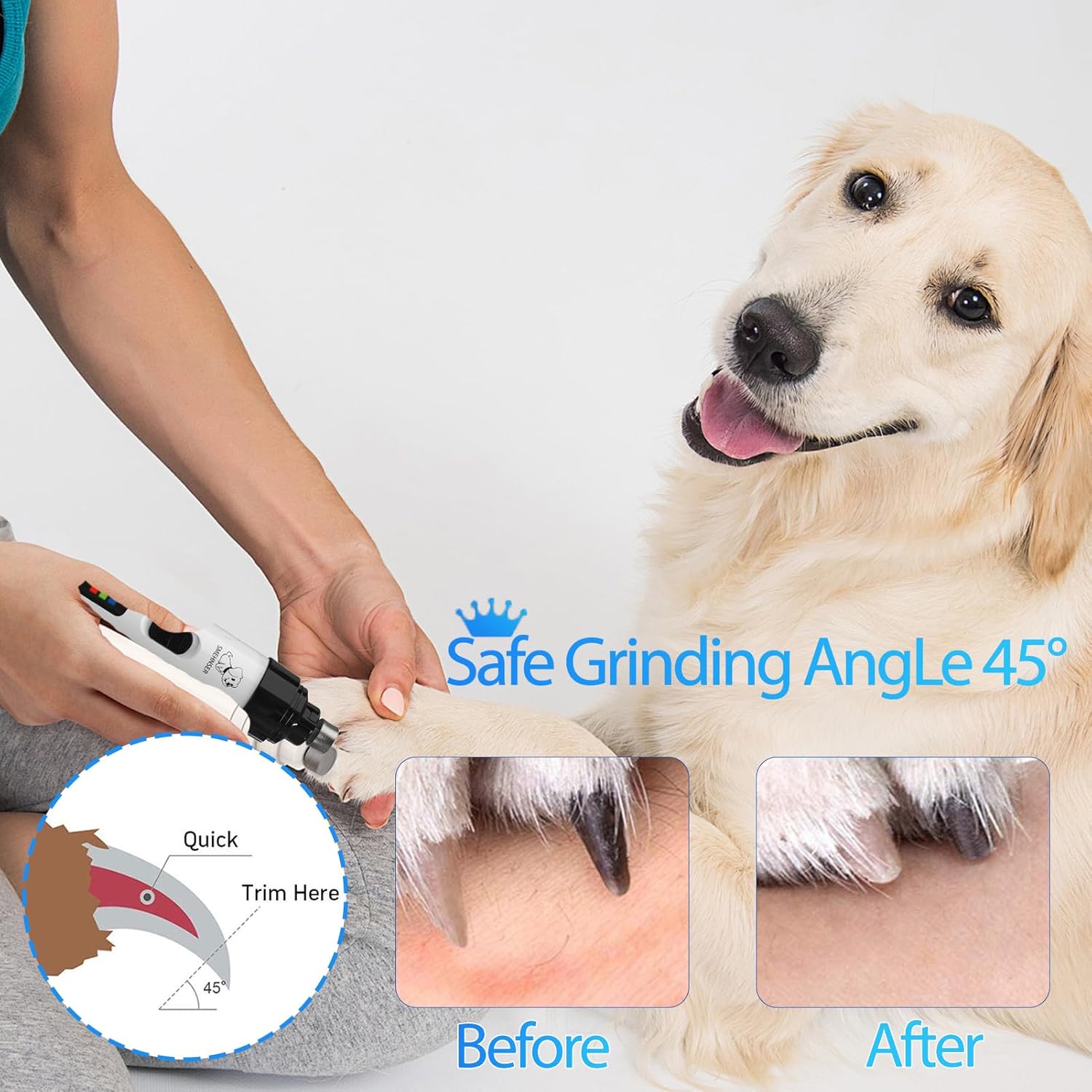 Silent Groom Pro Dog Nail Grinder with USB Rechargeable Trimmer for Safe Grooming - Image 3