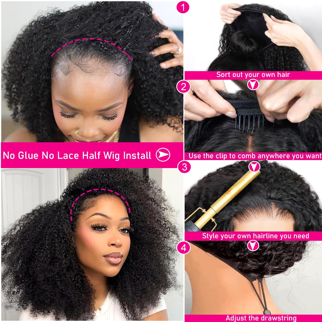 Kinky Curly 20 Inch 200 Density Human Hair Glueless Flip Over Wig for Women - Image 5