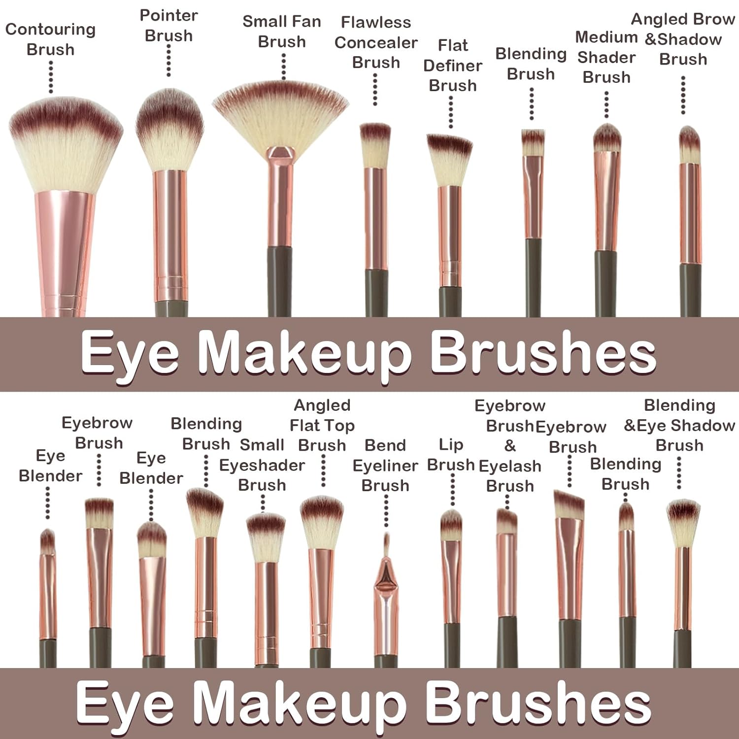 48-Piece Brown Makeup Brush Set Premium Synthetic Tools for Beginners and Professionals - Image 2